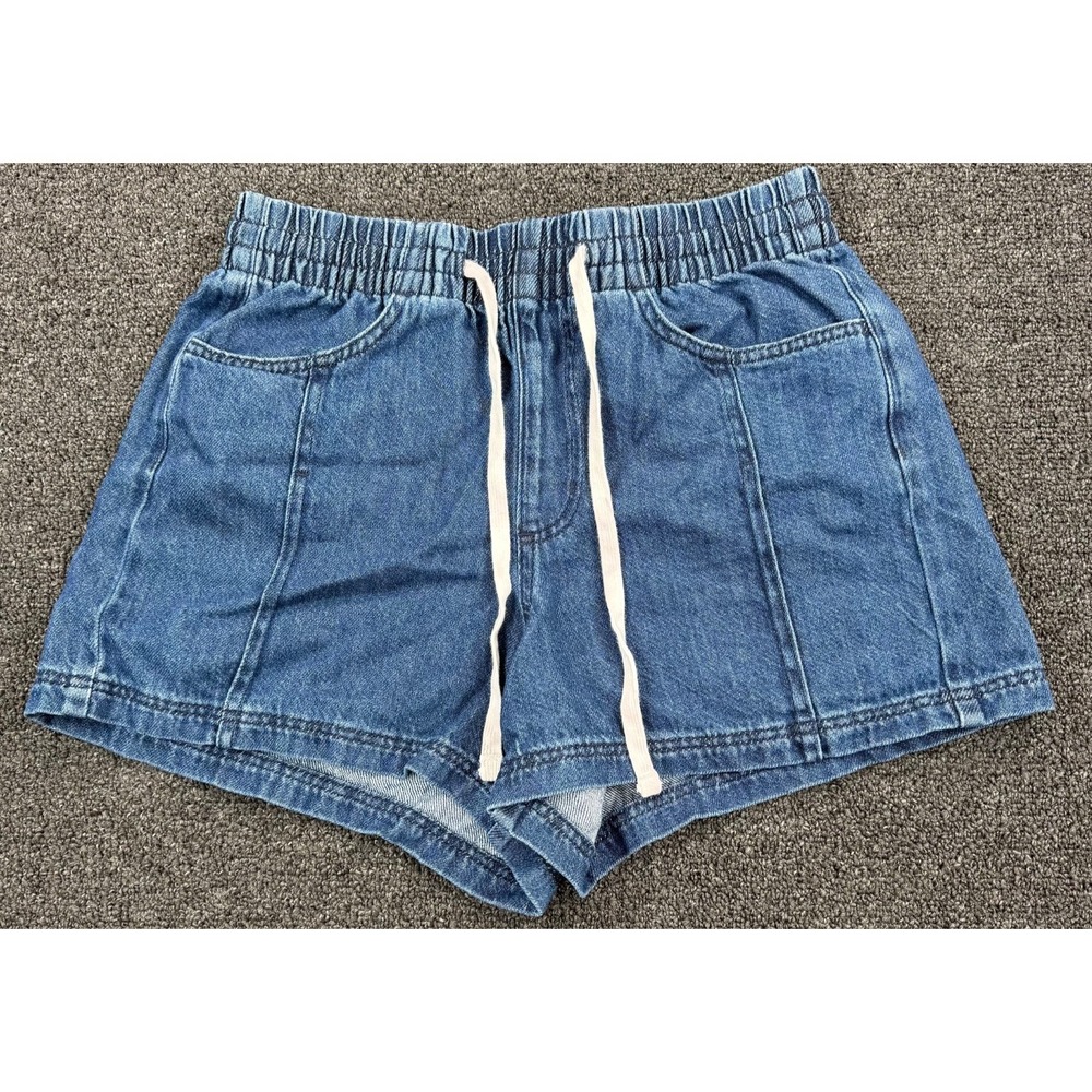 Universal Thread Denim Pull On Shorts Womens Small Blue Elastic Waist
